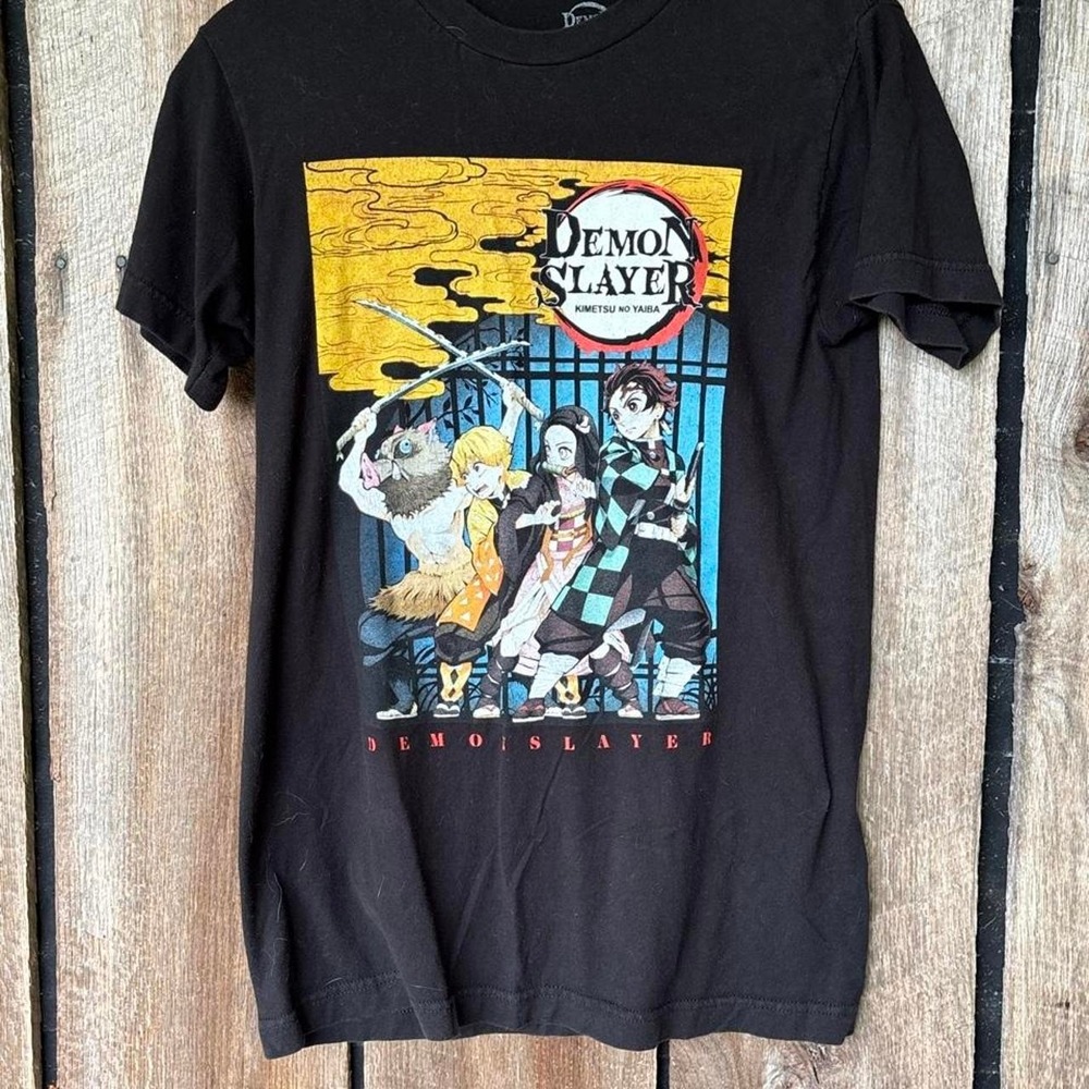 Demon Slayer Anime Graphic Tee Black Small